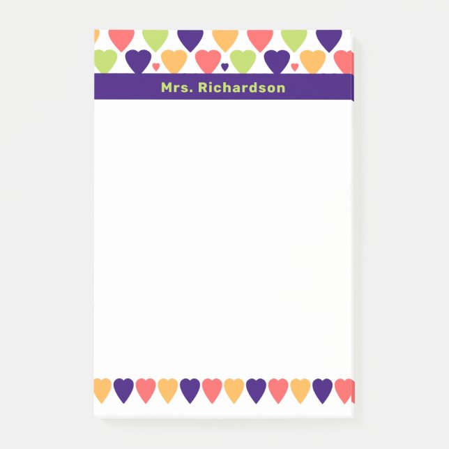 Schule für niedliche Herzklopfen Personalisierter  Post-it Klebezettel (Vorderseite)
