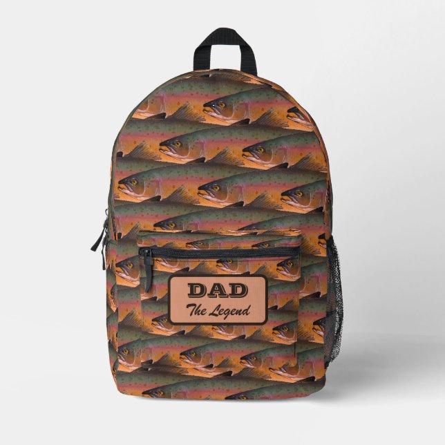 Schule für Regenbogenforelle Muster Vater der Lege Bedruckter Rucksack (Vorderseite)