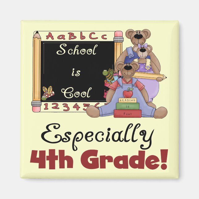 Schule ist Cool 4. Klasse Tshirts und Geschenke Magnet (Vorne)