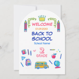 Schule ist cool, lasst uns die zweite Klasse zurüc Einladung