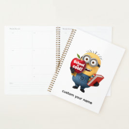 Schule ist Cool | Minion mit Apfel Eigenname Planer