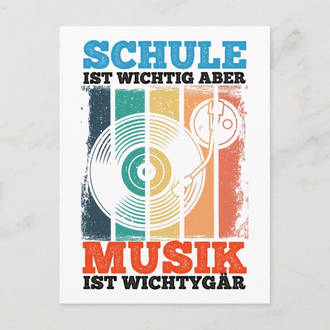 Schule Ist Wichtig Aber Musik Ist Wichtiger Vinyl  Postkarte (Vorderseite)