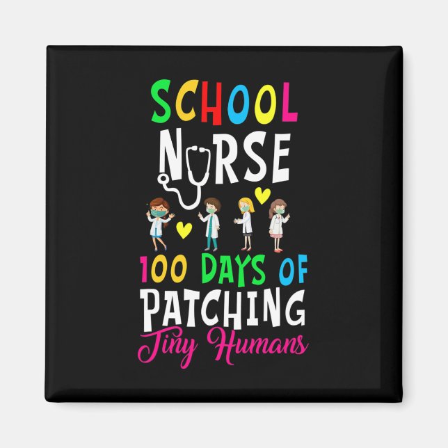 Schule Krankenschwester 100 Tage Patcherung winzig Magnet (Vorne)