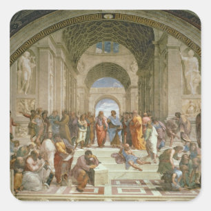 Schule von Athen, vom Stanze della Quadratischer Aufkleber