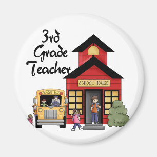 Schulen Sie Haus-3. Grad-Lehrer-T-Shirts und Magnet