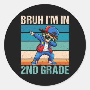 Schüler der zweiten Klasse Dabbing Junge Bruh Ich Runder Aufkleber
