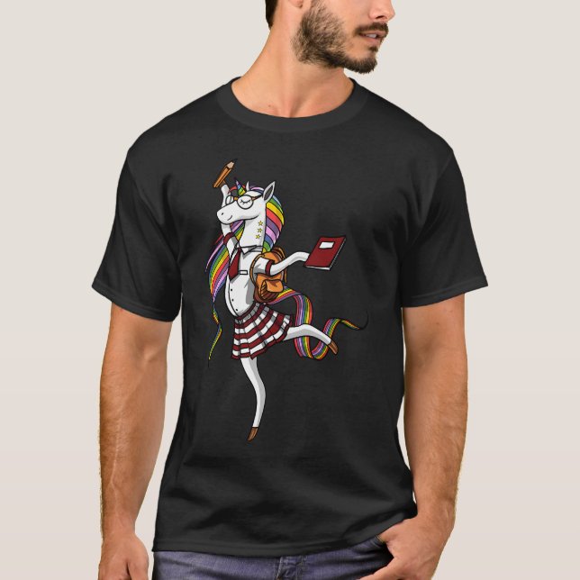Schüler Einhorn Schülerin T-Shirt (Vorderseite)