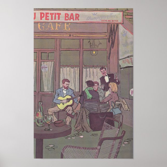 Schüler in einem französischen Café Poster (Vorne)