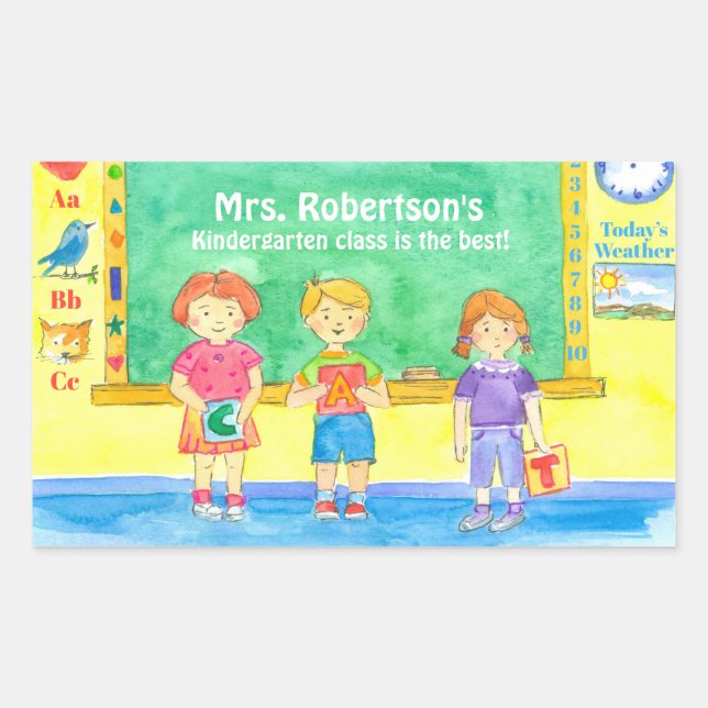 Schüler/innen des Kindergarten Individuelle Name Rechteckiger Aufkleber (Vorderseite)