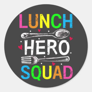 Schulessen Hero Squad Cafeteria Arbeitnehmer Runder Aufkleber