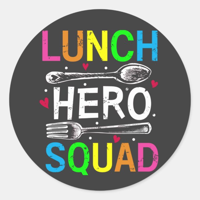 Schulessen Hero Squad Cafeteria Arbeitnehmer Runder Aufkleber (Vorderseite)
