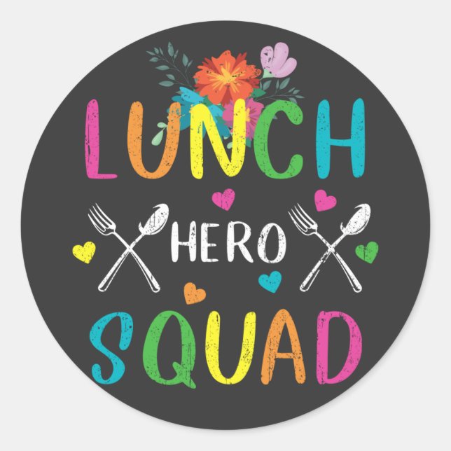 Schulessen Hero Squad Cafeteria Arbeitnehmer Runder Aufkleber (Vorderseite)