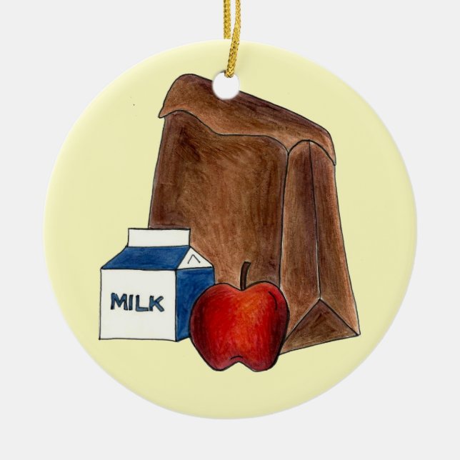 Schulessen Lady Cafeteria Worker Teacher Apple Keramik Ornament (Vorne)