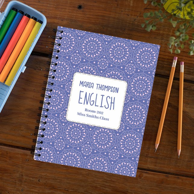 Schulfach Personalisiert Lila und rosa Notizbuch (Pink and purple patterned school subject spiral notebook)