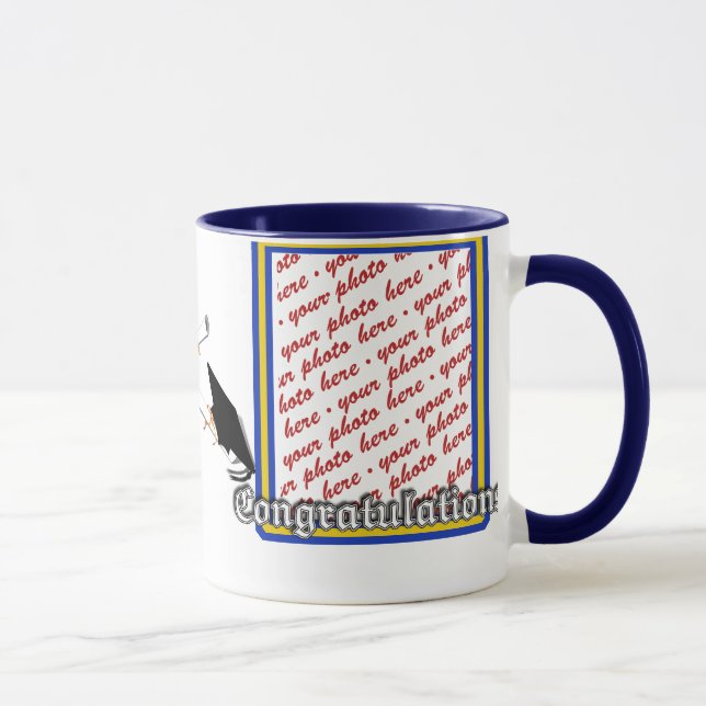 Schulfarben Blau- und Gold-Abschluss-Rahmen Tasse (Rechts)