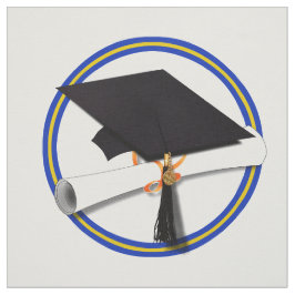Schulfarben Blue & Gold Grad Cap mit Diplom Stoff
