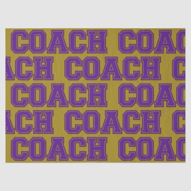 Schulfarben COACH Varsity Letters Lila-Gold Seidenpapier (Vorderseite)