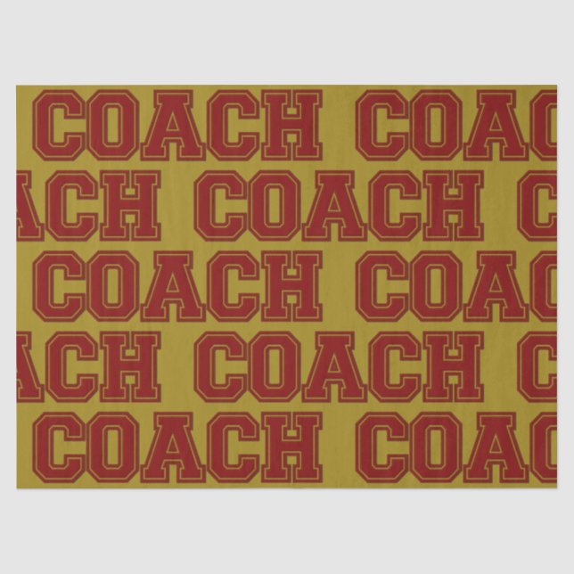 Schulfarben COACH Varsity Letters-Maroon-Gold Seidenpapier (Vorderseite)