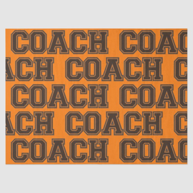Schulfarben COACH Varsity Letters-Orange-Brown Seidenpapier (Vorderseite)