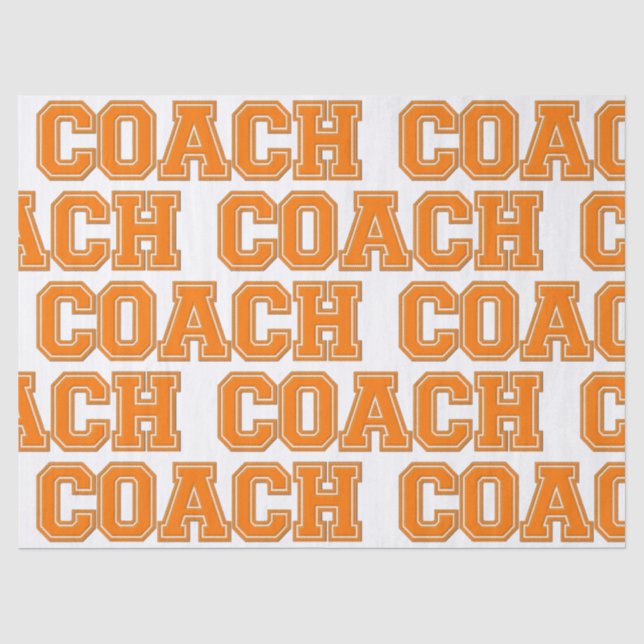 Schulfarben COACH Varsity Letters-Orange-White Seidenpapier (Vorderseite)