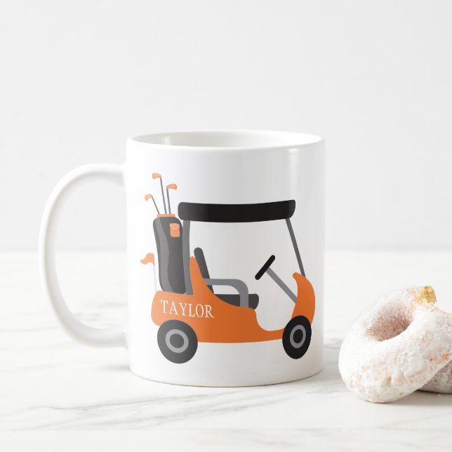 Schulfarben - Orange & Black Golf Cart Kaffeetasse (Mit Donut)