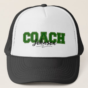 Schulfarben Personalisiert Coach Green und Gold Truckerkappe