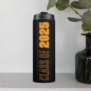 Schulfarben Schwarz und Orange Abschlussjahr Thermosbecher