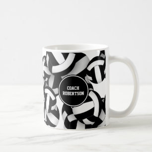 Schulfarben Schwarz-Weiß Volleyball-Trainer-Gesche Kaffeetasse