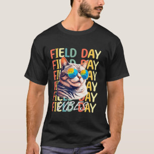 Schulfeld Tag Vibes Sommer 2024 Retro Katzenunterr T-Shirt