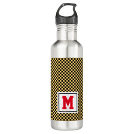 Schulgeist Schwarz-Gold-Rot-Monogramm-Initial Edelstahlflasche