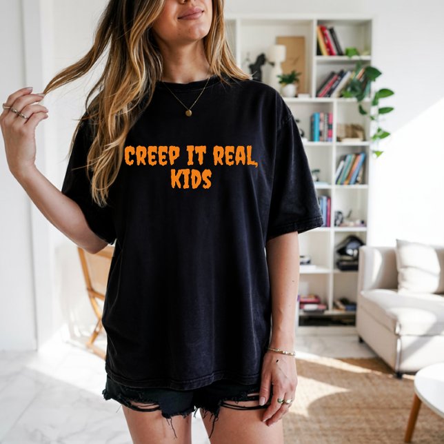 Schulhalloween-Lehrer Spaß Orange Typografie T-Shirt (Von Creator hochgeladen)