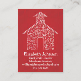 Schulhaus-Lehrer-Visitenkarte ROT Visitenkarte