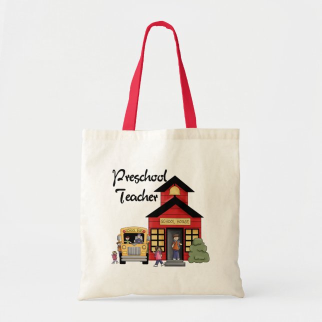 Schulhaus-Vorschullehrer-T-Shirts und Geschenke Tragetasche (Vorne)