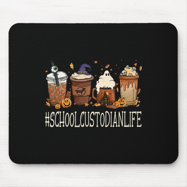 Schulhausmeister-Horror-Fall-Kaffee-Halloween-Kürb Mousepad (Vorne)