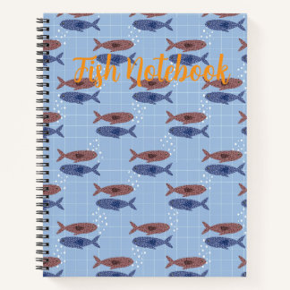 Schulheft mit Blauem Fischschwarm-Rastermuster Notizbuch