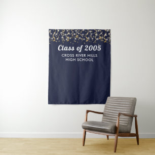 Schuljahr Navy Blue Gold Custom Background Wandteppich
