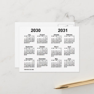 Schuljahreskalender 2030-2031 Weiß von Janz Postkarte