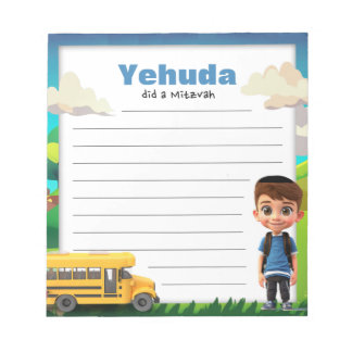 Schuljunge Mitzvah Note Notizblock