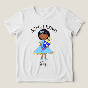 Schulkind - Mädchen mit Schultüte - blau 2 Tri-Blend Shirt