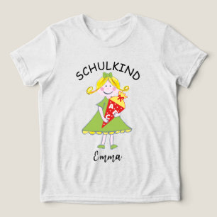 Schulkind - Mädchen mit Schultüte - grün 1 Tri-Blend Shirt