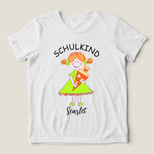 Schulkind - Mädchen mit Schultüte - grün 3 Tri-Blend Shirt