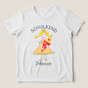 Schulkind - Mädchen mit Schultüte - orange 1 Tri-Blend Shirt