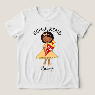 Schulkind - Mädchen mit Schultüte - orange 2 Tri-Blend Shirt