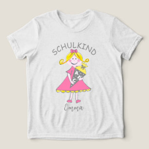 Schulkind - Mädchen mit Schultüte - rosa 1 Tri-Blend Shirt