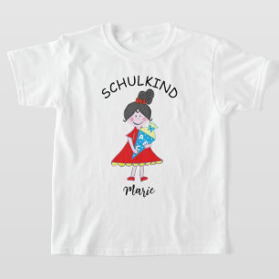 Schulkind - Mädchen mit Schultüte - rot 1   T-Shirt