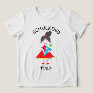 Schulkind - Mädchen mit Schultüte - rot 1 Tri-Blend Shirt