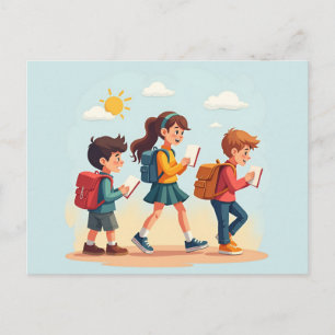 Schulkinder nach den Ferien Feiertagspostkarte
