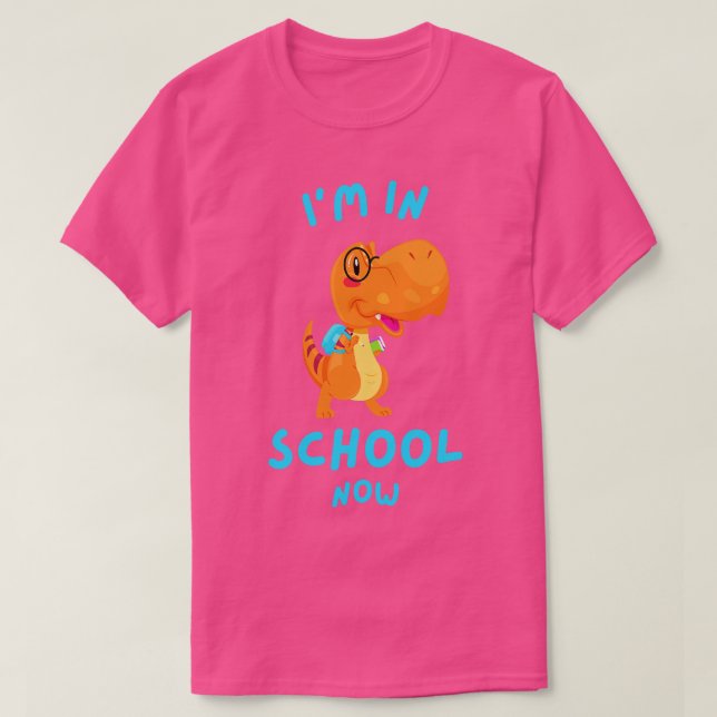 Schulkinder Niedlich Dinosaurier TRex Schule Start T-Shirt (Design vorne)