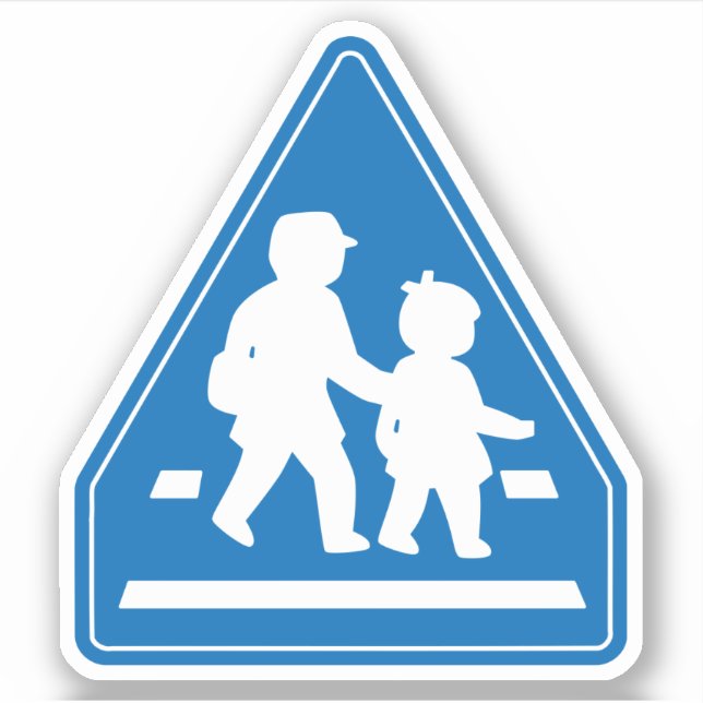 Schulkinder überqueren >> Japanisches Verkehrszeic Aufkleber (Vorderseite)