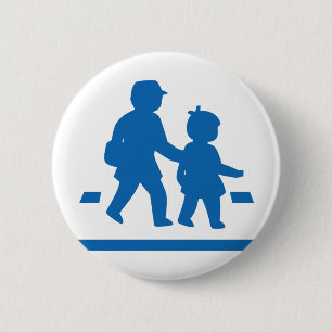 Schulkinder überqueren >> Japanisches Verkehrszeic Button